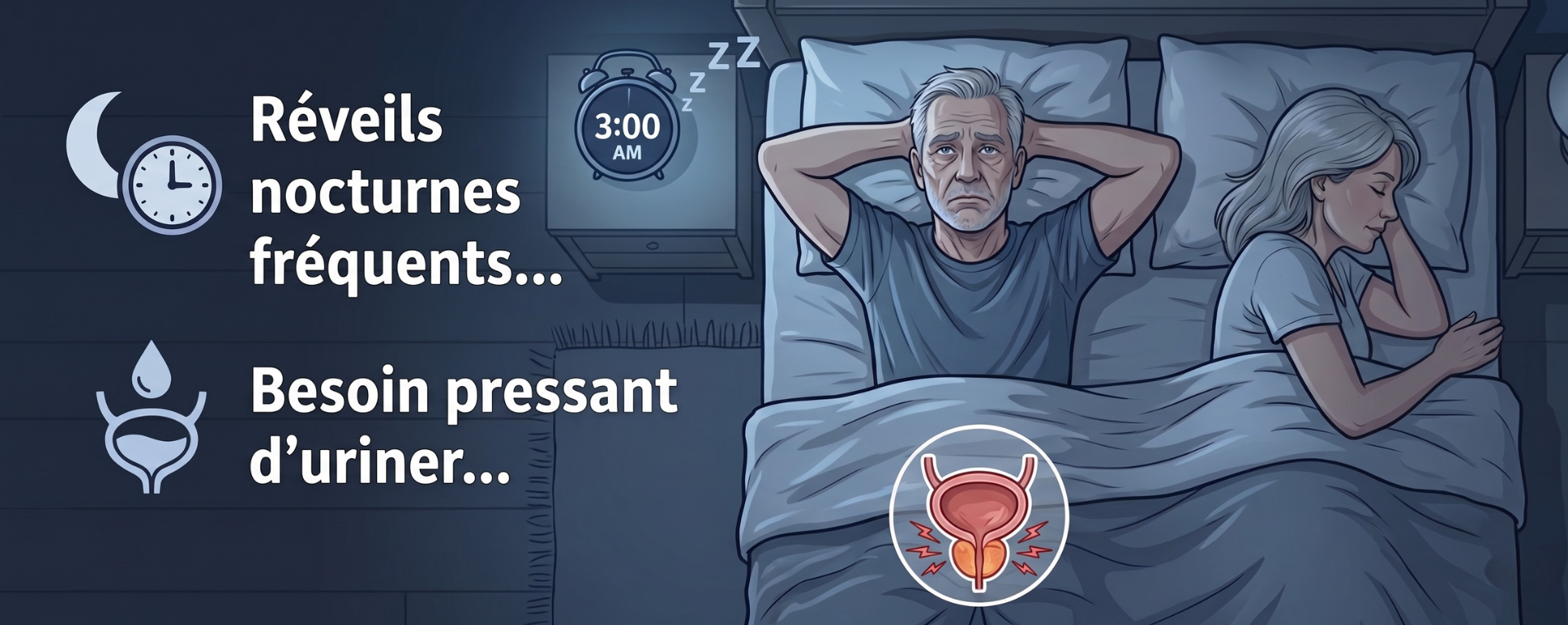 Homme se réveillant à cause de problèmes de prostate