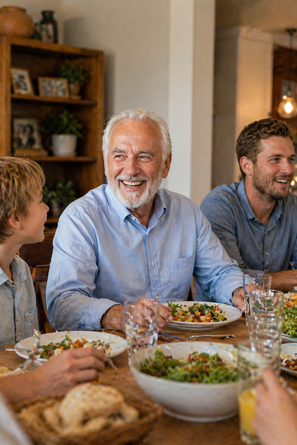 homme souriant repas de famille